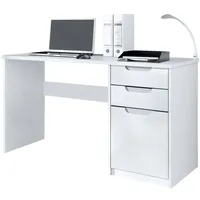 Vladon Schreibtisch, Weiß, 129x76x60 cm, Arbeitszimmer, Schreibtische, Bürotische