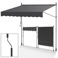 Jopassy klemmmarkise Balkon 350cm breit,Handkurbel klemmarkisse,ohne Bohren markise Balkon,Höhenverstellbare,UV-beständig und wasserdicht für Terrasse Balkon,Grau