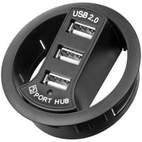 goobay USB 2.0 Hi-Speed Einbau-HUB/Verteiler - zum Einbau in 60 mm Tischdurchführungen