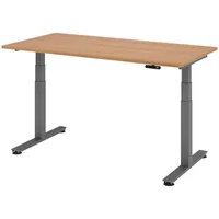 Bümö Schreibtisch, Nussbaum, Graphit, Nachbildung,Nussbaum, Rechteckig, 160x72x80 cm, FSC