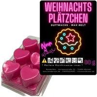 WonderWax Duftwachs WonderWax® Neon Duftwachs 6 Herzen (Weihnachtsplätzchen), Duftrichtung: Weihnachtspudding