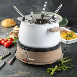 DOMO collection DOMO DO736F Fondue 1500 W Kontrollleuchte, 8 Fonduegabeln Holz, Weiß