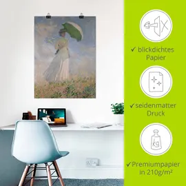 ARTland Poster, Claude Monet, Frau mit Sonnenschirm, Susanne Hoschedé, blau (farbe bild(er): blau), B:45cm H:60cm, Bilder, Poster, ohne Rahmen