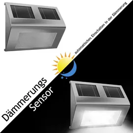 monzana Solarleuchte Edelstahl 4er Set IP65 Dämmerungssensor schwarz