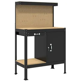 vidaXL Werkbank Werkbank Schwarz 90 x 49 x 141 cm Sperrholz und Metall