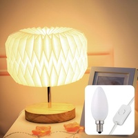 Papier Lampe Leuchte Holzfuß massiv modernes Design Schirm faltbar Tischlampe