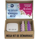 Febreze 3Volution Duftstecker Starter-Kit + 4x Nachfüllflakons Lilienbrise, Raumduft mit 3 Wechselnden Düften Zum Bekämpfen Von Gerüchen