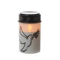 Marelida LED Grablicht Grabkerze Taube Friedhof Trauerlicht Gedenklicht 12cm Timer Weiß