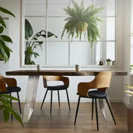 ML-Design Tischbeine, Metall 75x8x72 cm, Silber, Profil 8x2 cm, Schräge Möbelkufen, Tischgestell Stahl geneigt, Tischuntergestell Möbelfüße für Esstisch/schreibtisch