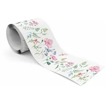 Muralo - Selbstklebende Bordüre - Tapetenbordüre Wandbördure - Dekorative Wandtatto für Wände, Möbel, Decken, Tapeten, Wandverkleidungen, Türen - Aquarellblumen - Br.10cm x Hö.300cm