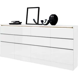 INOSIGN Highboard Magic, Highboard, Hochschrank, Hochkommode, mit 4 Türen und 8 Schubkästen, Hochglanz lackiert, Breite 240cm weiß