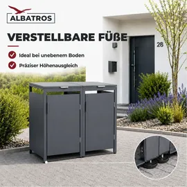 Albatros Mülltonnenbox 2er Hauswandversion 136 x 118,5 x 80 cm grau