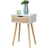 [en.casa] Beistelltisch Östersund 60 x 40 x 60 cm Beige/Weiß