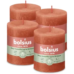 Rustik Stumpenkerzen 80/68 mm - Herbstliches Orange (4 Stück)