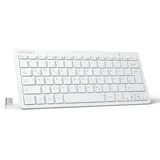 TeckNet Kabellose Tastatur, QWERTZ, Layout Mini Wireless 2.4GHz USB Weiß 78 Tasten