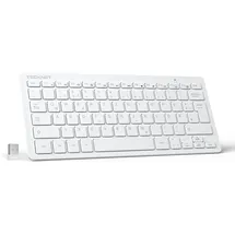 TeckNet Kabellose Tastatur, QWERTZ, Layout Mini Wireless 2.4GHz USB Weiß 78 Tasten