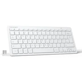 TeckNet Kabellose Tastatur, QWERTZ, Layout Mini Wireless 2.4GHz USB Weiß 78 Tasten