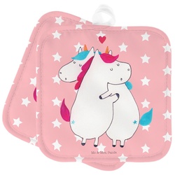 Mr. & Mrs. Panda Topflappen Einhorn Mitteilung - Rot Pastell - Geschenk, Topflappen lustig, lusti, (1-tlg) rot