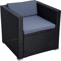 ESTEXO Polyrattan Gartensessel Loungesessel Rattan Lounge Sessel Gartenstuhl Stuhl (Schwarz)