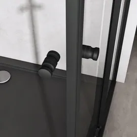 doporro Duschkabine mit Schiebetür Duschabtrennung Klarglas 80x120cm Eckeinstieg Eckdusche 6mm ESG Glas Höhe 190cm Ravenna16K plus schwarz - Schwarz