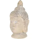 ECD Germany Buddha Figur 55 cm Beige/Grau Kunststein Polyresin Gartenfigur