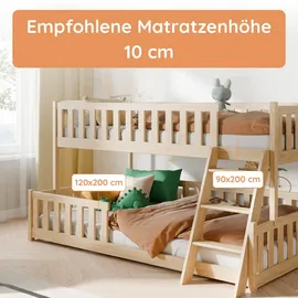 Kids Collective Etagenbett Kids Collective 120 x 200 cm Kiefer massiv natur beige