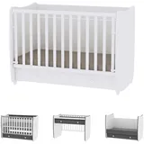 Lorelli Babybett Dream 70 x 140 cm umbaubar Kinderbett Schaukelbett Schreibtisch in weiß