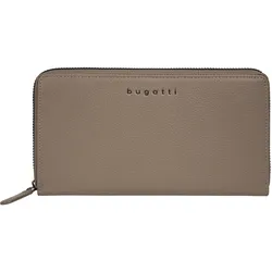 Geldbörse BUGATTI "MIRA", grau (taupe), Leder, unifarben, leicht glänzend, casual,elegant, Kleinlederwaren, echt Leder