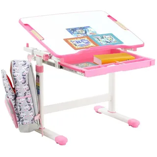 CARO-Möbel Kinderschreibtisch Weiß, Rosa, Holzwerkstoff, Metall, 67x54x48 cm, Arbeitszimmer, Schreibtische, Jugend- & Kinderschreibtische