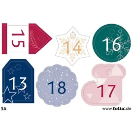 Folia Adventskalender-Set BASIC, Stoffbeutel, 49-teilig, Beutelgröße 10x13cm, mit Motivdruck