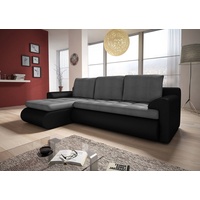 Sofnet Ecksofa Santi, mit Schlaffunktion und Bettkasten, L-Form Couch, Schlafsofa mit Wellenfeder, Bettsofa schwarz