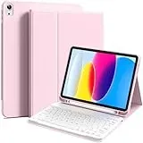 IAMKHO Tastatur Hülle für iPad (A16) 11 Zoll 2025 & iPad 10. Generation 10,9 Zoll 2022, Magnetische Abnehmbare Tastatur QWERTZ-Layout Keyboard Hülle, Schutzhülle mit TPU Rückschale, Rosa