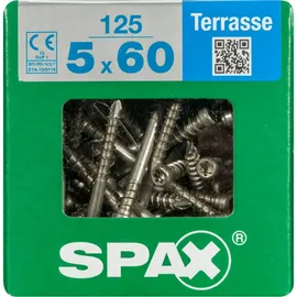SPAX Terrassenschrauben 5.0 x 60 mm TX 25 - 5 x Edelstahl rostfrei A2, Blank, 125 Stk.
