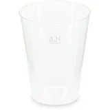 Mehrwegbecher Pfandbecher transparent stabil+ PP 0,2L Eichstrich O 76mm, 25 Stk.