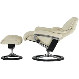 Stressless Relaxsessel Reno Leder 83 x 110 x 76 cm creme mit Hocker
