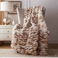 Fouriding Kunstpelz Fleece Decke,Winter weiche warme Blase Kunstpelz Fleece Decke für Bett Sofa Casual Decke Bettdecke Decke (Beigebraun, 100×150CM)