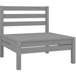 vidaXL Garten-Mittelsofa Grau Kiefer Massivholz
