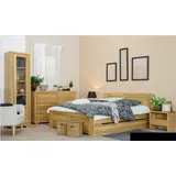 Schlafzimmer Möbel 3tlg. Set Bett Nachttische 2x Betten Echtes Holz Massivholz