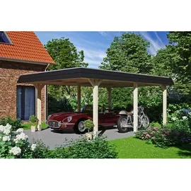 SKANHOLZ Carport Wendland 4,09 x 6,28 m unbehandelt mit EPDM-Dach und schwarzer Blende
