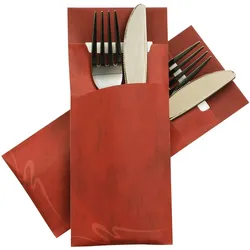 520x Pochetto Bestecktaschen 200x85mm burgund marmor inkl. Serviette