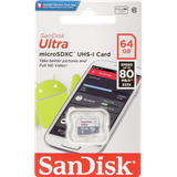 SanDisk Ultra microSDHC/microSDXC UHS-I Class 10  80 MB/s 64 GB