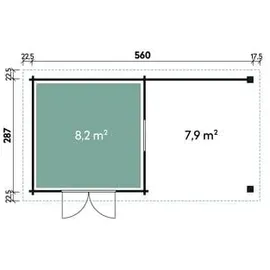 Wolff Finnhaus WPC Trend D+ inkl. Lounge 6 x 3,32 x 2,51 m grau