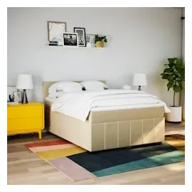 vidaXL Boxspringbett mit Matratze Creme 140x200 cm Stoff
