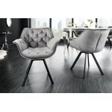 Riess-Ambiente Stuhl THE DUTCH COMFORT grau Samt mit Armlehnen Modern Design Metallbeine