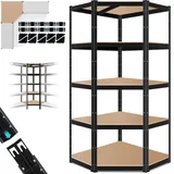 Masko MASKO® Eckregal Lagerregal Schwerlastregal, Kellerregal, 180x75x40cm bis 875 kg, 5 verstellbare Ablagen, MDF-Platten Regal aus Metall, Steckregal, Werkstattregal, Keller, Garage