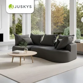 Juskys Sofa Tirano - Ecksofa L-Form, inkl. Kissen, 4-Sitzer Eckcouch, Samt Dunkelgrau &