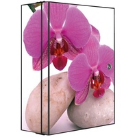 banjado Medizinschrank Stahl Orchidee (abschließbar, 3 große und 2 kleine Fächer) 35 x 46 x 15cm schwarz