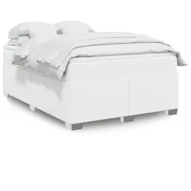 vidaXL Boxspringbett, mit Matratze Weiß 140x200 cm Kunstleder