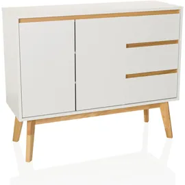hjh living Kommode mit 3 Schubladen, 2 Türen TAROLO I Sideboard Weiß
