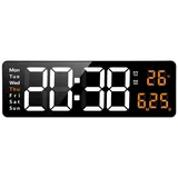 REDOM Wanduhr 13 Zoll LED Digitale Wand Uhr Küchenuhr Digitaluhr Tischuhr Wandwecker (Digital Wecker mit Fernbedienung Timing Countdown 13-Zoll-Großdisplay) orange|weiß